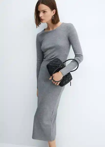 Vestido Bacilo Gris Talla M Mujer Mango