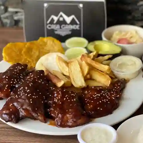 Costillas Bbq +bandeja +bebida