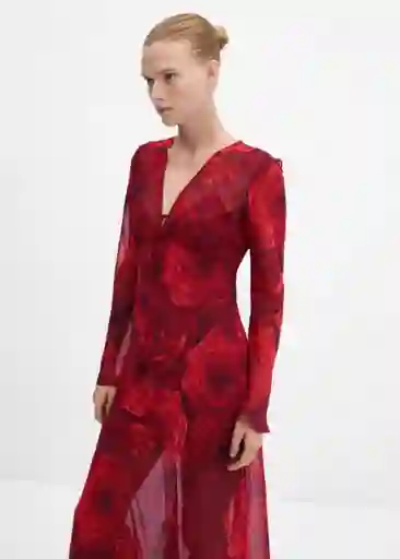 Vestido Roses Rojo Talla XS Mujer Mango