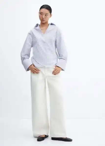 Camisa Maro Azul Talla M Mujer Mango