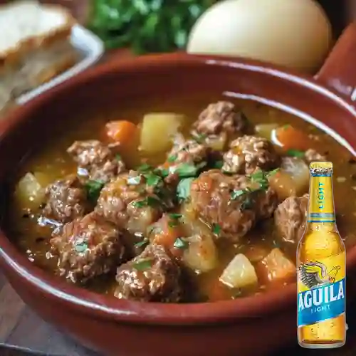 Combo Caldo de Albóndiga + Aguila Light 350 ml