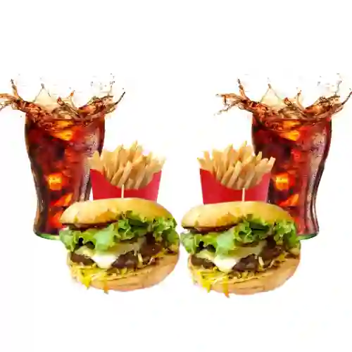 Combo Duo Burguer+ Papas y Bebida