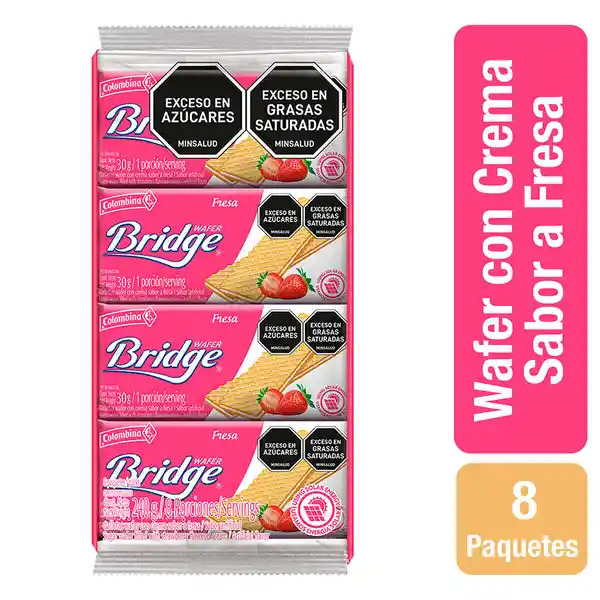 Bridge Galleta Waffer con Crema Sabor Fresa
