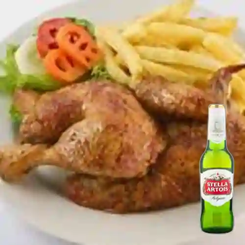 Combo Medio Pollo Al Horno + Stella Artois 350 ml