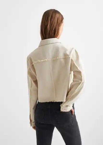 Chaqueta Cazadora Fleco Beige Talla 19 Niñas Mango