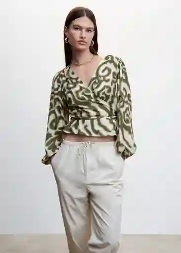 Blusa Tour Verde Talla S Mujer Mango