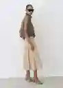 Falda Rib Camel Talla 38 Mujer Mango