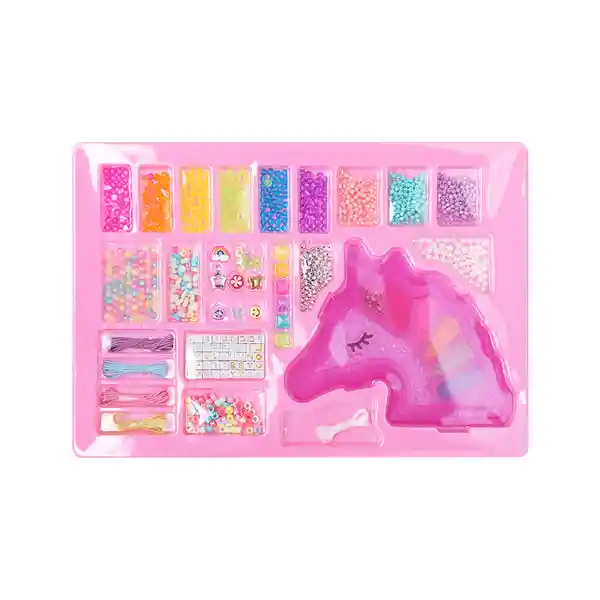 Kit Para Hacer Pulseras Diy Con Organizadora Unicornio Miniso