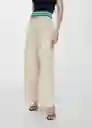 Pantalón Silva Beige Talla 34 Mujer Mango