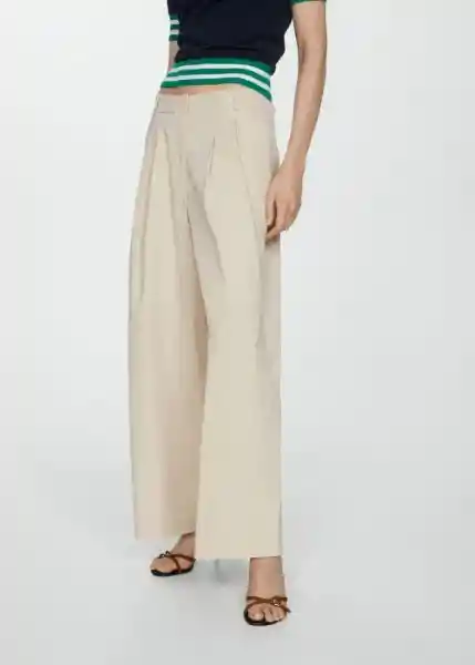 Pantalón Silva Beige Talla 34 Mujer Mango