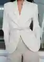 Blazer Americana Blanche Crudo Talla L Mujer Mango