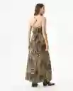 Vestido Animal Print Dress Beige Caqui Medio Talla M Chevignon