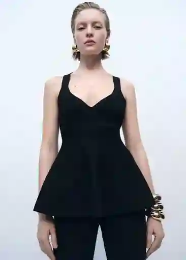 Top Cinnamon Negro Talla S Mujer Mango