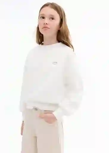 Buzo Sudadera Patch Offwhite Talla 12 Niñas Mango