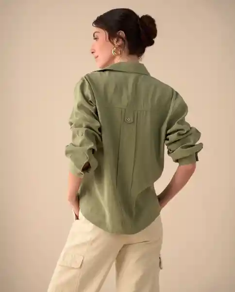 Camisa Verde Óleo Medio Talla XS 611G033 Esprit