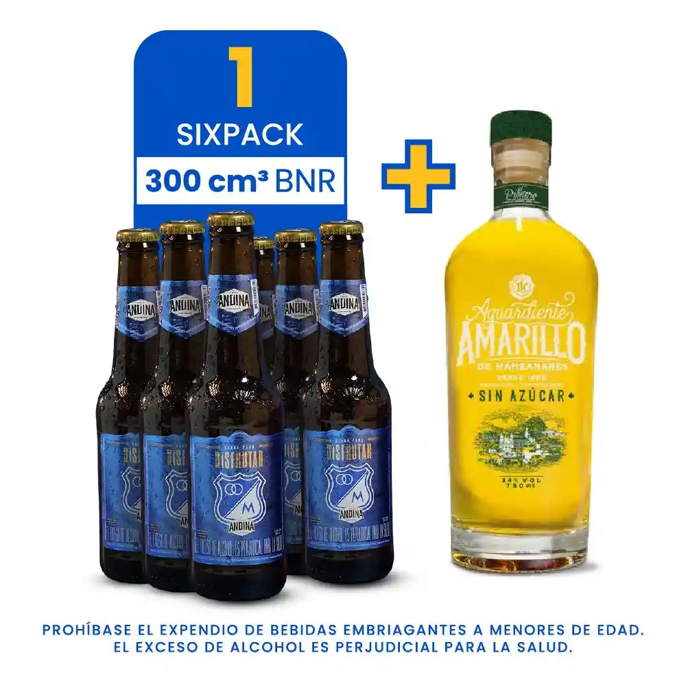 Six Pack Cerveza Andina Edición Millos Bnr 300 Ml + Amarillo Manzanares 750 Ml