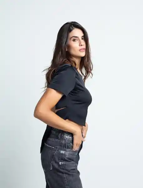 Camisa Vasiliki Negro Puro Ultraoscuro Talla XS 411F342 Naf Naf