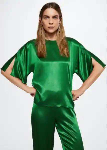 Blusa Federica-A Verde Talla M Mujer Mango