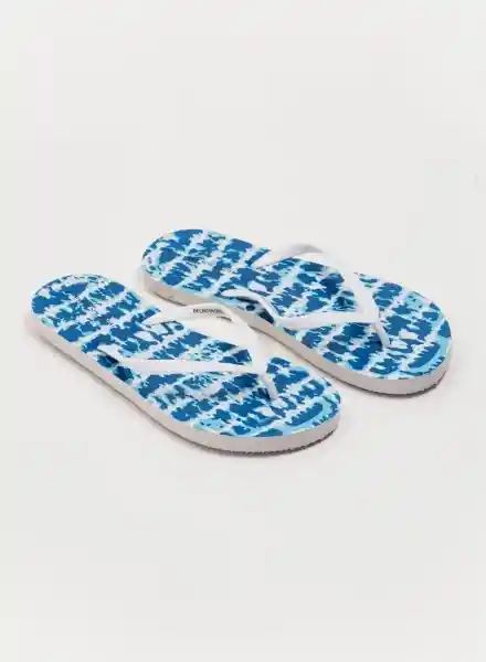 Sandalias Para Dama Blanco/Azul Talla 38 Bronzini