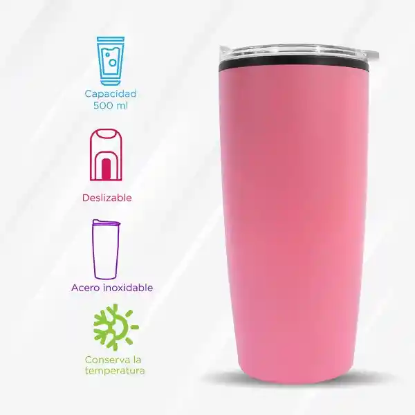 Vaso de Acero Inoxidable Rosa 500 mL Miniso