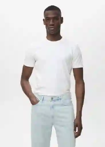 Camiseta Strech Blanco Talla M Hombre Mango