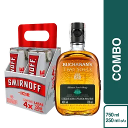 Combo Buchanan's Two Souls 750ml + Gratis 4 Smirnoff Ice