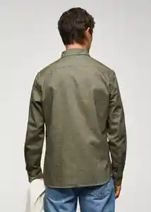 Camisa Twill Khaki Talla S Hombre Mango