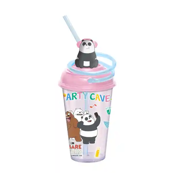 Vaso de Plástico de Con Pitillo en Espiral Panda Miniso