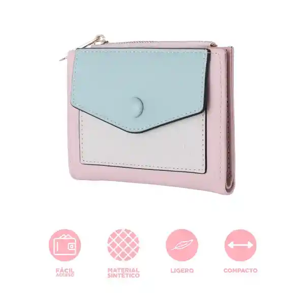 Cartera Corta Para Mujer Azul y Rosa Miniso