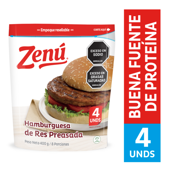 Zenú Carne de Hamburguesa de Res Preasada 400 g