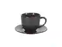 Taza y Plato de te Rústico Negro Casaideas