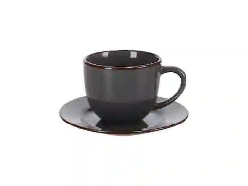 Taza y Plato de te Rústico Negro Casaideas