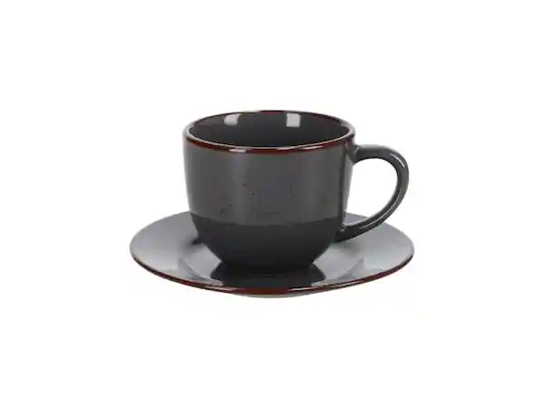 Taza y Plato de te Rústico Negro Casaideas