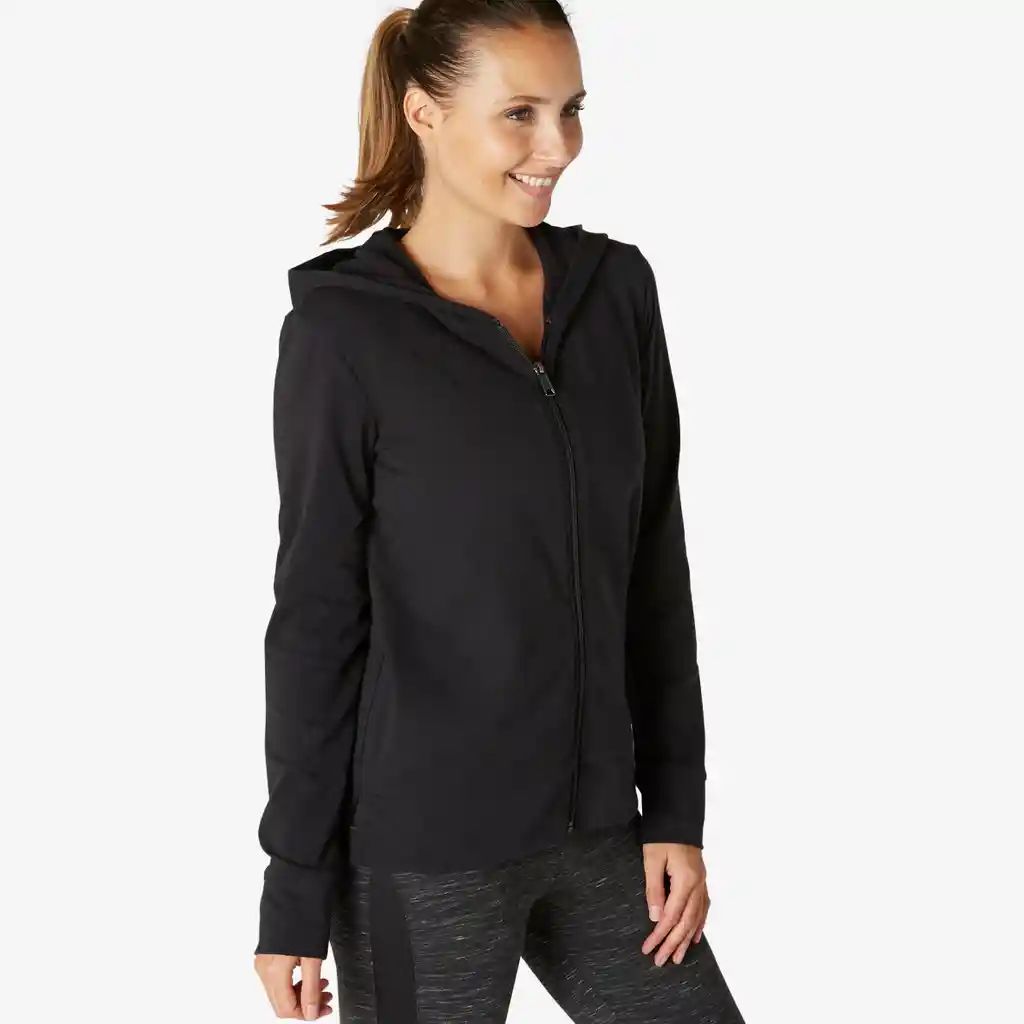 Nyamba Sudadera Con Cremallera y Capucha Fitness Negro Talla XS