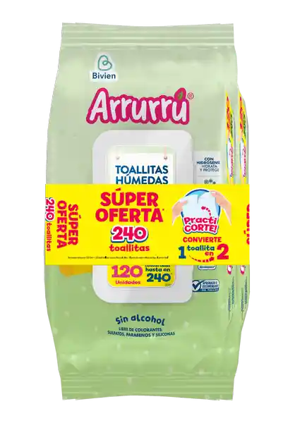 Arrurru Toallita Húmeda Sin Alcohol