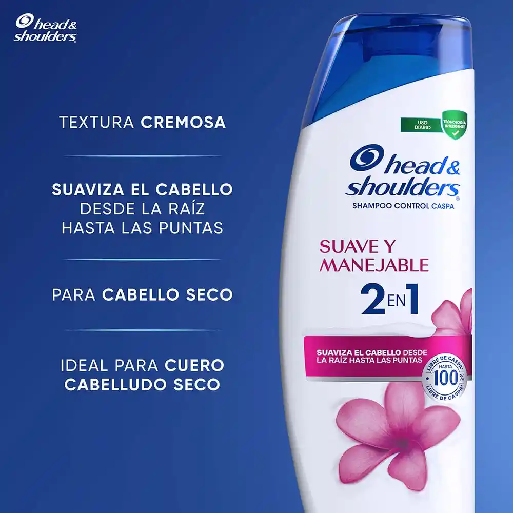 Shampoo 2en1 Head & Shoulders Suave y Manejable 375 ml