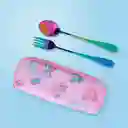 Set de Cubiertos Tenedor y Cuchara Mis Pastelitos Rosa Miniso