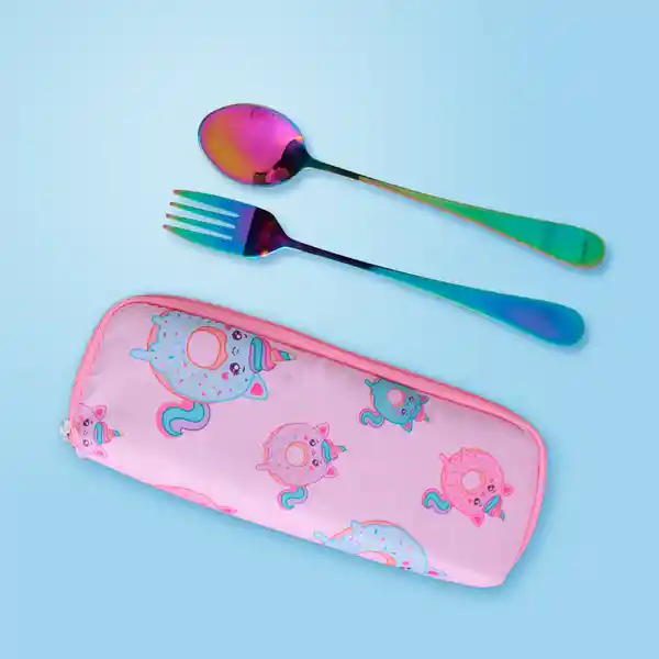 Set de Cubiertos Tenedor y Cuchara Mis Pastelitos Rosa Miniso