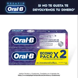 Crema Dental con Flúor Oral-B 3D White Brilliant Fresh 67ml 2 uds