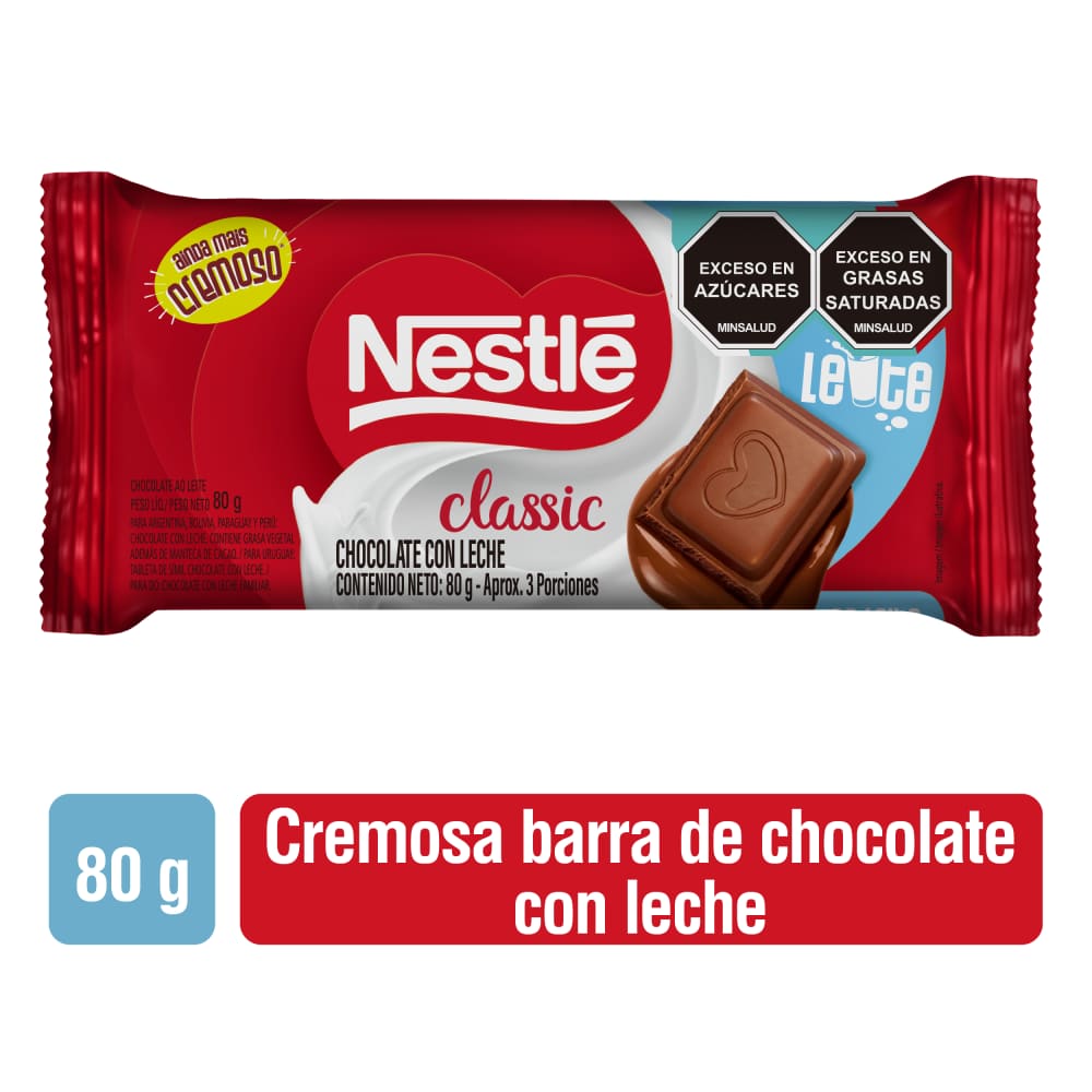 Nestle Tableta de Chocolate Con Leche 80 g