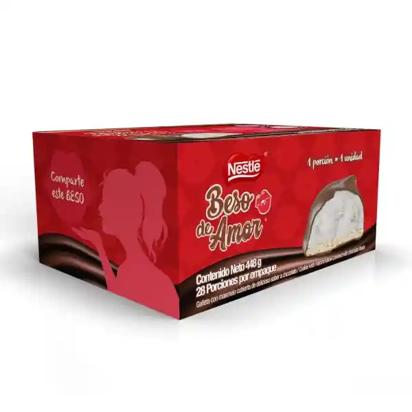 Galleta masmelo BESO DE AMOR cubierta sabor chocolate x 448g