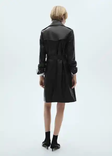 Saco Trench Polanapu Negro Talla S Mujer Mango