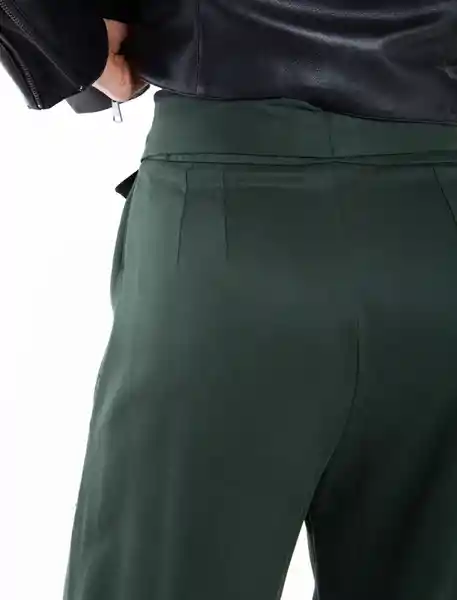 Pantalón Moño Frontal Verde Nafta Ultraoscuro Talla 8 Mujer Naf Naf