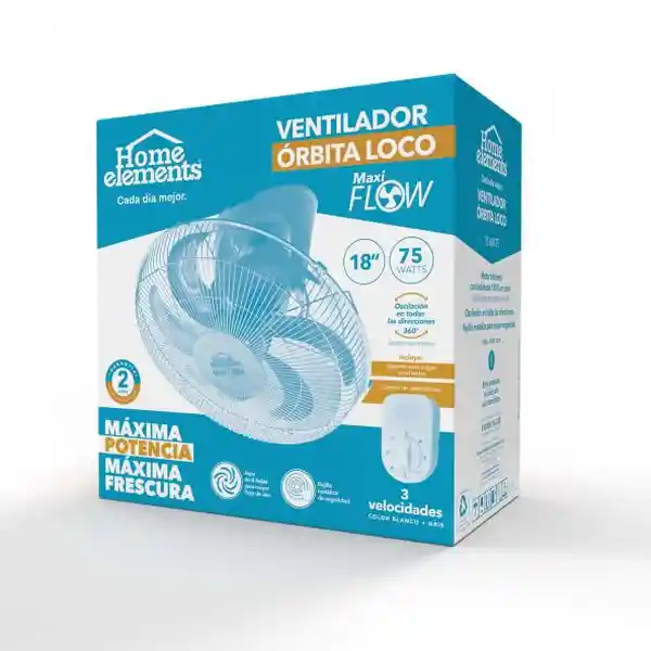 Home Elements Ventilador Orbita Loco Blanco 18p Reja Metálica