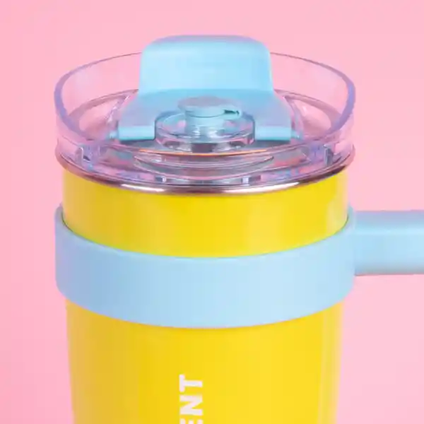 Vaso de Acero Con Pitillo Menta y Amarillo y Azul 1600 mL Miniso