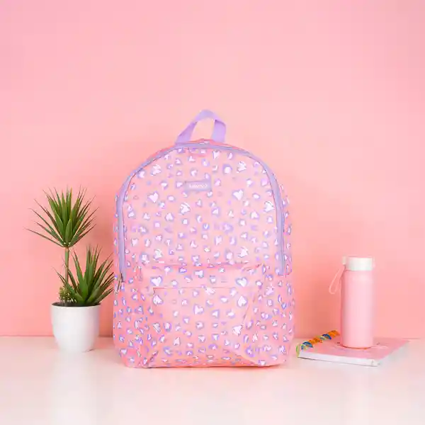 Maleta Básica Estampado Leopardo Rosa y Lila Miniso