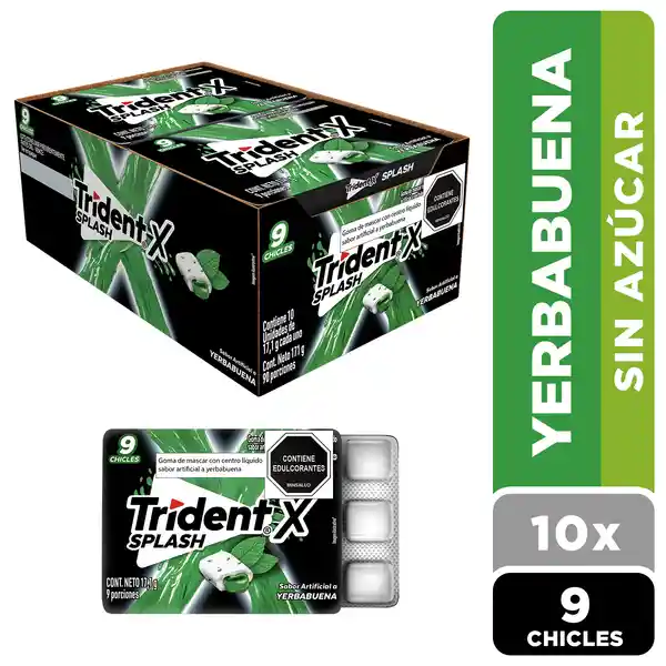 Trident Chicle Splash Centro Líquido Yerbabuena