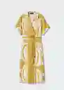 Vestido Oliva Mostaza Talla S Mujer Mango