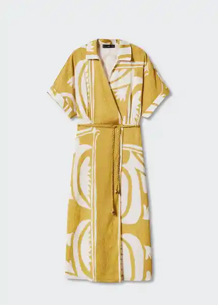 Vestido Oliva Mostaza Talla S Mujer Mango