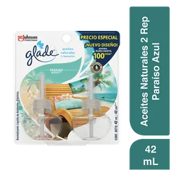 Glade ambientador aceites naturales paraiso azul 2 repuestos, 42 ml